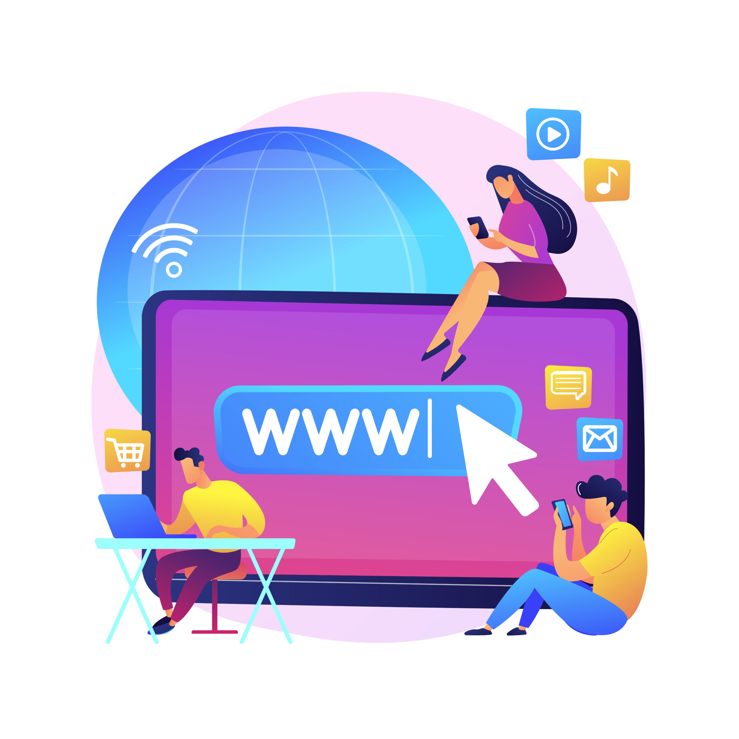 Internet addiction abstract concept vector illustration.